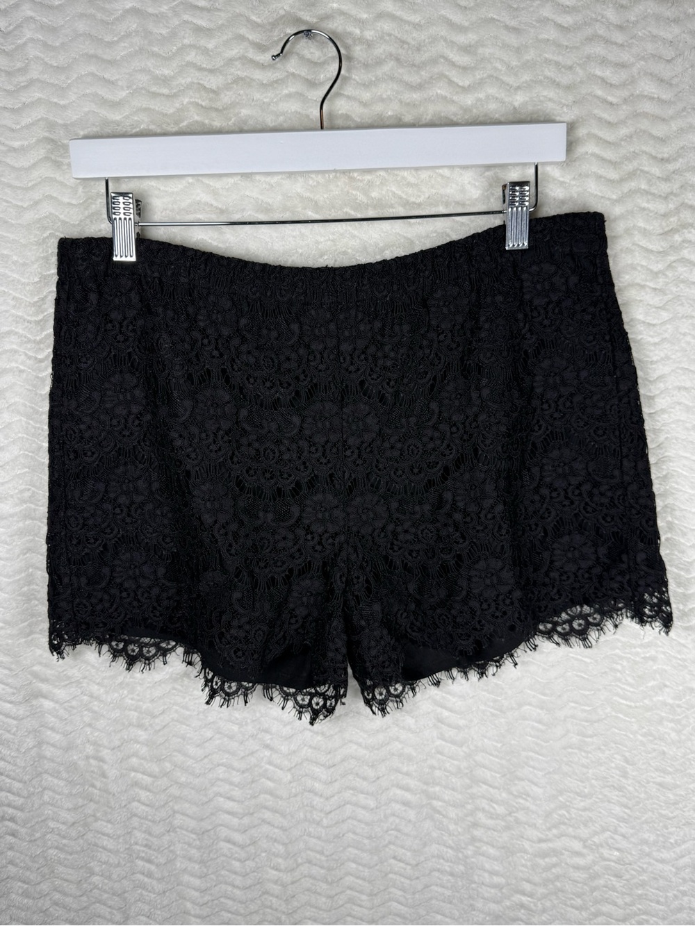 Broadway & Broome Beauty Black Lace Shorts with Scalloped Hem